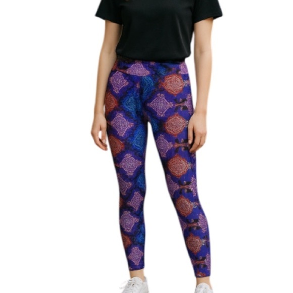 LIQUIDO Printed Yoga Leggings Purple Zen Mid-Rise Crop 7/8 Length Size Medium - Picture 1 of 8